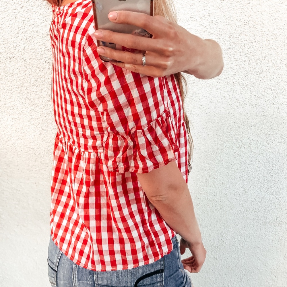 Red Gingham Ruffle Top - Picture 5 of 8